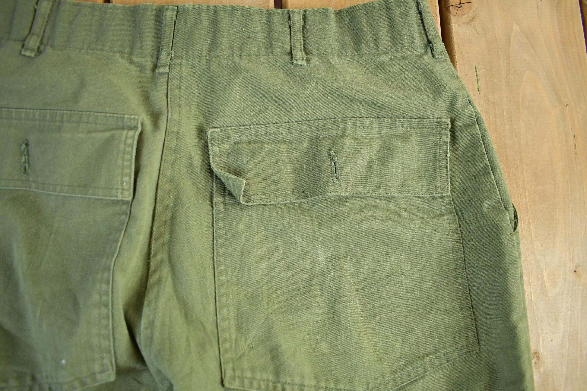 Vintage 1970s Military OG-107 Sateen Fatigue Pants Size 31 x 33