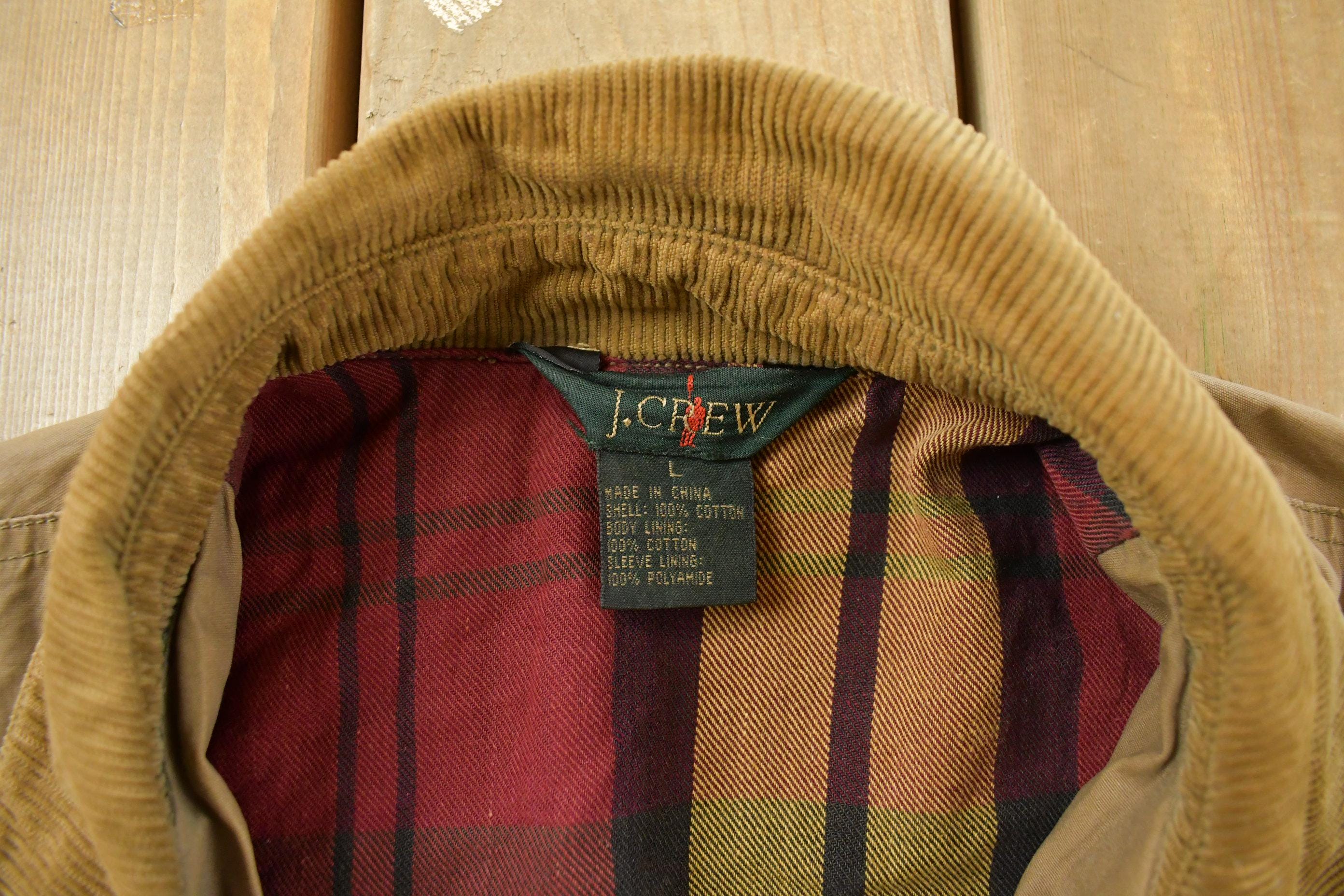 Vintage 1990s J. Crew Plaid Lined Chore Coat Men's Large