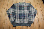 Vintage 1990s Knit Checker Knit Crewneck Sweater - Made in Italy