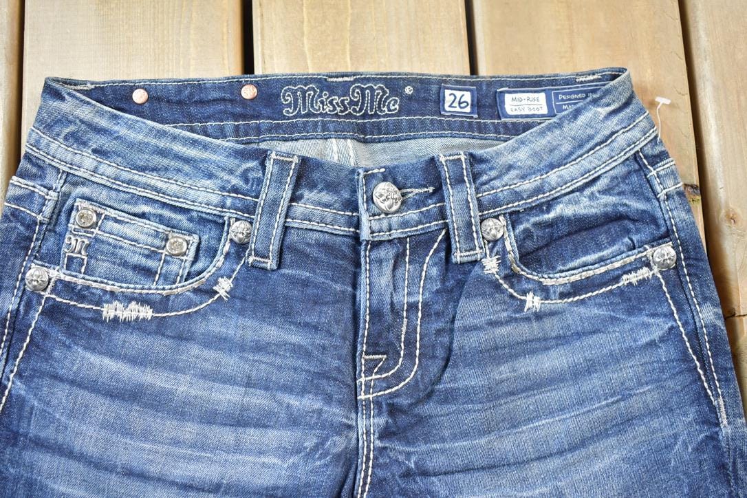 Vintage Y2K Miss Me Bedazzled Low Rise Jeans Size 26x32