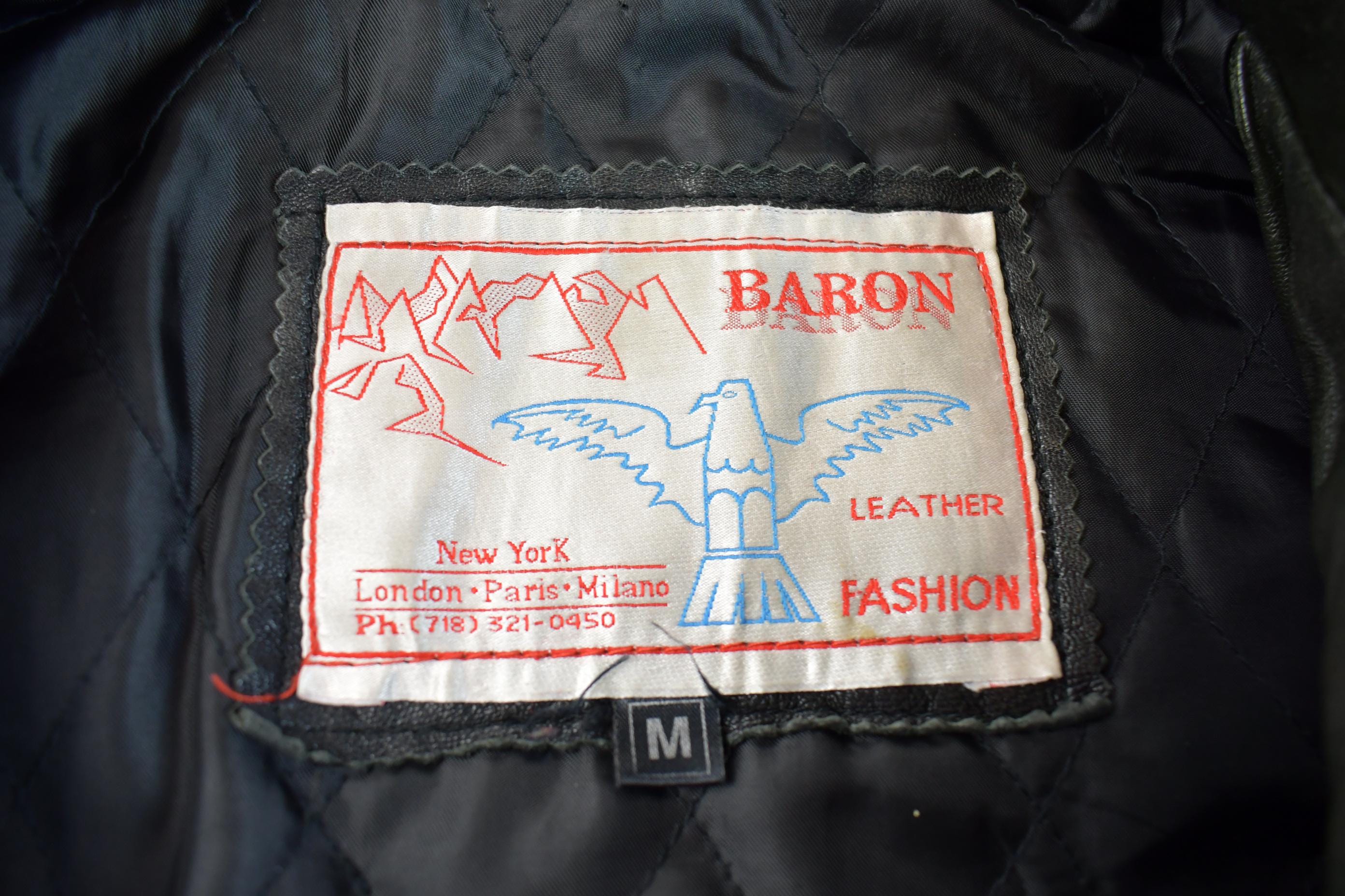 Vintage 1980s Baron New York Distressed Genuine Leather Jacket Made In USA