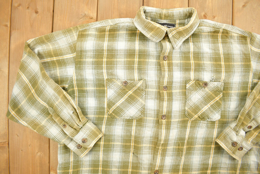 Vintage 1990s Casual Country Plaid Button Up Shirt