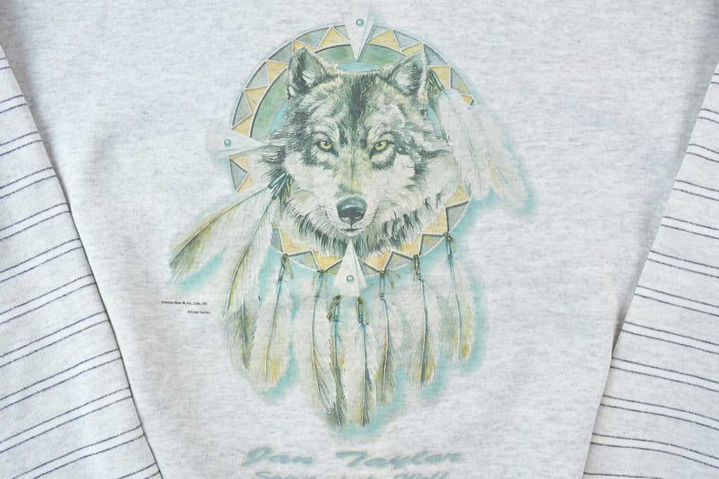 Vintage 1990s Timeout Dan Taylor Spirit Of The Wolf Outdoorsman Crewneck Sweatshirt