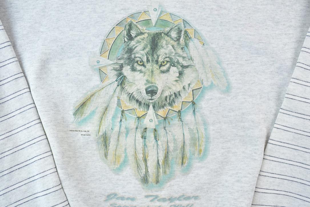 Vintage 1990s Timeout Dan Taylor Spirit Of The Wolf Outdoorsman Crewneck Sweatshirt