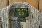 Vintage 1990s Tosani Cardigan Knit Sweater Vest  90s Crewneck  Made In Canada  Preppy