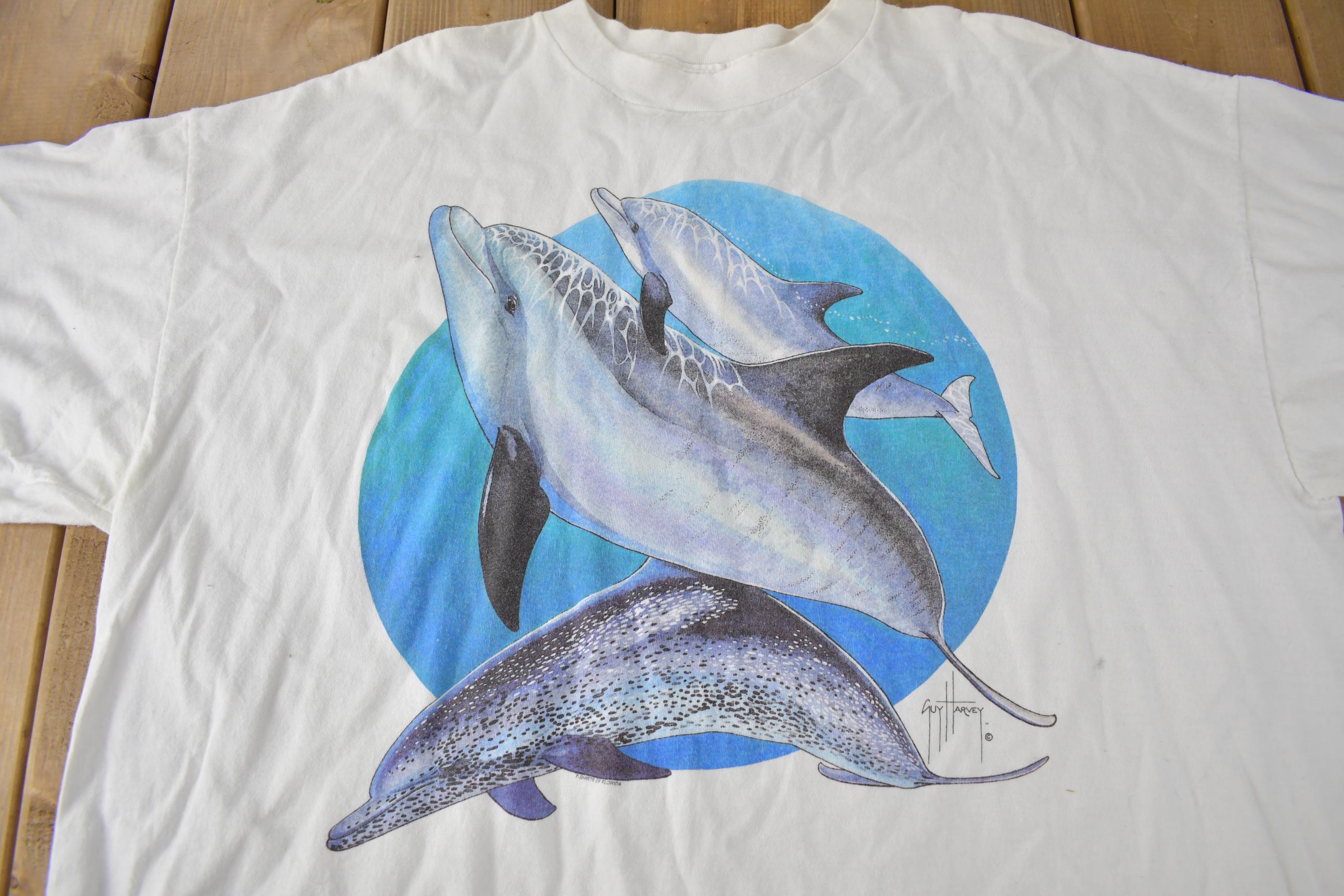 Vintage 1990s Dolphins Theme Single Stitch Graphic T-Shirt Made In USA