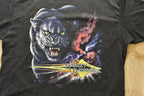 Vintage 1990 Harley Davidson Motorcycles 3D Emblem Black Jaguar Graphic T-Shirt