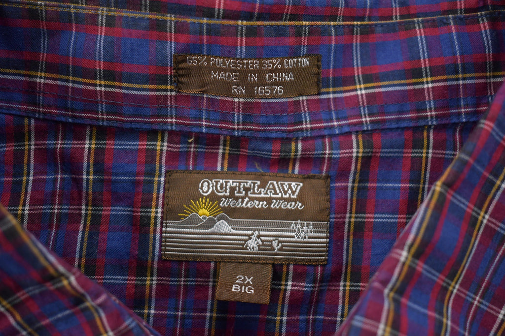 Vintage 1990s Outlaw Outerwear Plaid Button Up Shirt