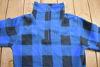 Vintage 1990s Trader Bay Quarter Zip Plaid Fleece Sweater  Outdoorsman  90s Sweater  Streetwear  Hiking  Fleece Zip up
