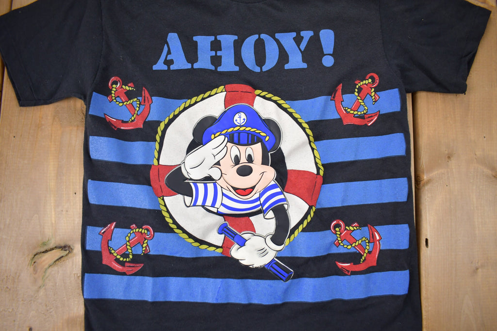 Vintage 1990s Disney Ahoy! Mickey Mouse Nautical T-Shirt  90s Graphic Tee  Vintage Mickey Mouse  Made In USA  90s Disney Tee