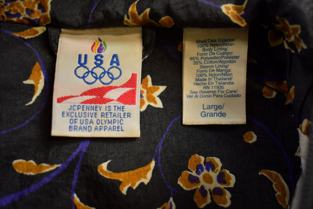 Vintage 1990s USA Olympic Abstract Pattern Windbreaker Jacket