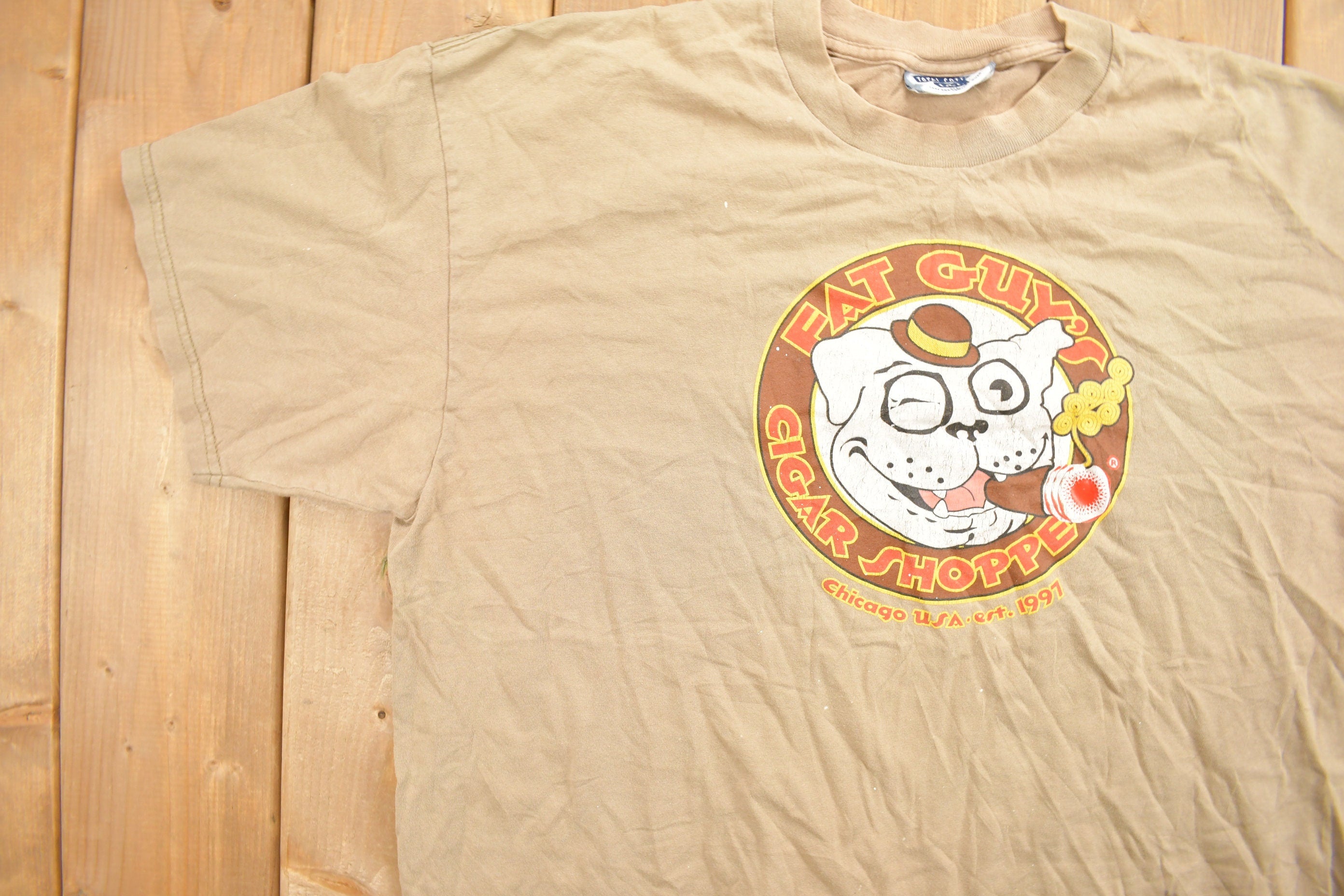 Vintage 1990s Fat Guy Cigar Shoppe Novelty T-Shirt