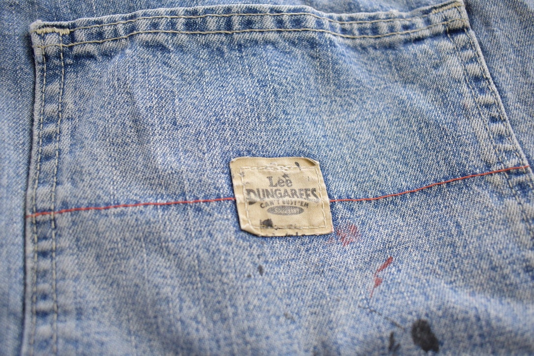 Vintage 1980s Lee Dungarees Distressed Paint Stained Size 36x32