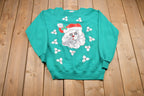 Vintage 1980s Santa Claus Christmas Sweater , Made In USA , 80s Holiday Crewneck , Winter Wear , Festive Graphic , Raglan Cut