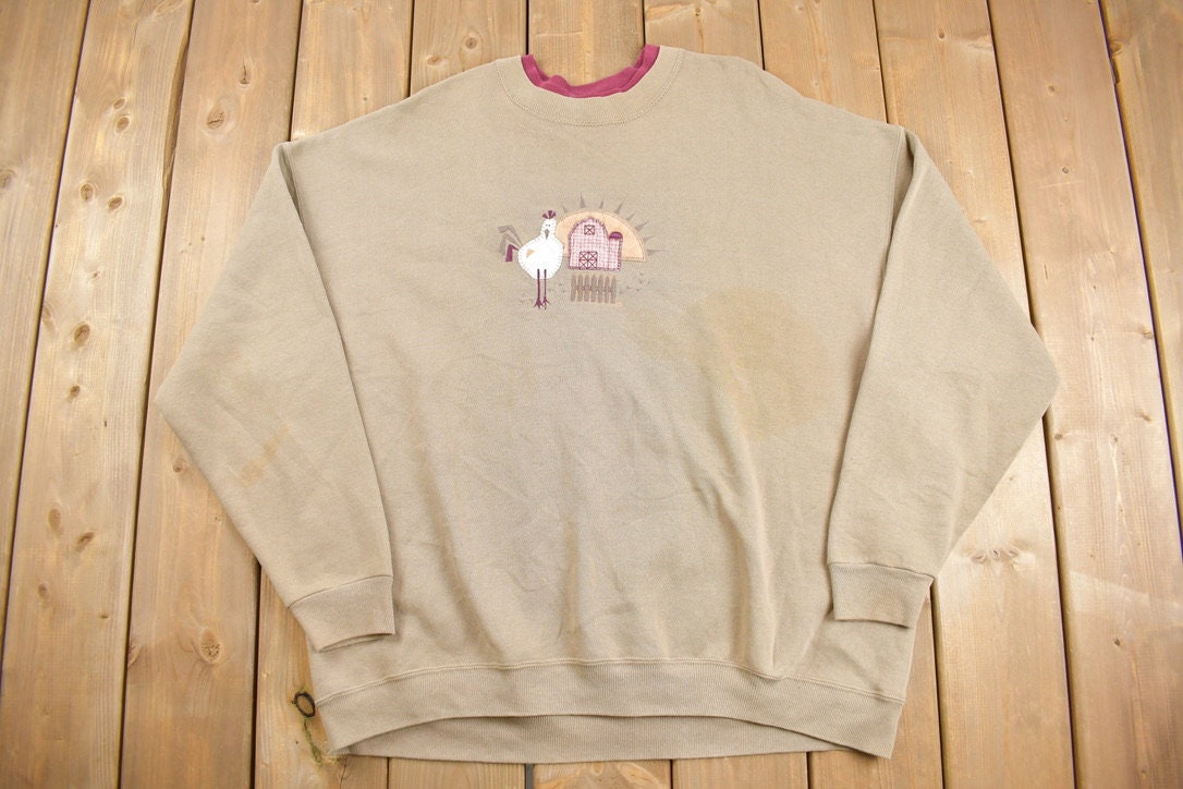 Vintage 1990s Cute Farm Theme Grandma Crewneck Sweater