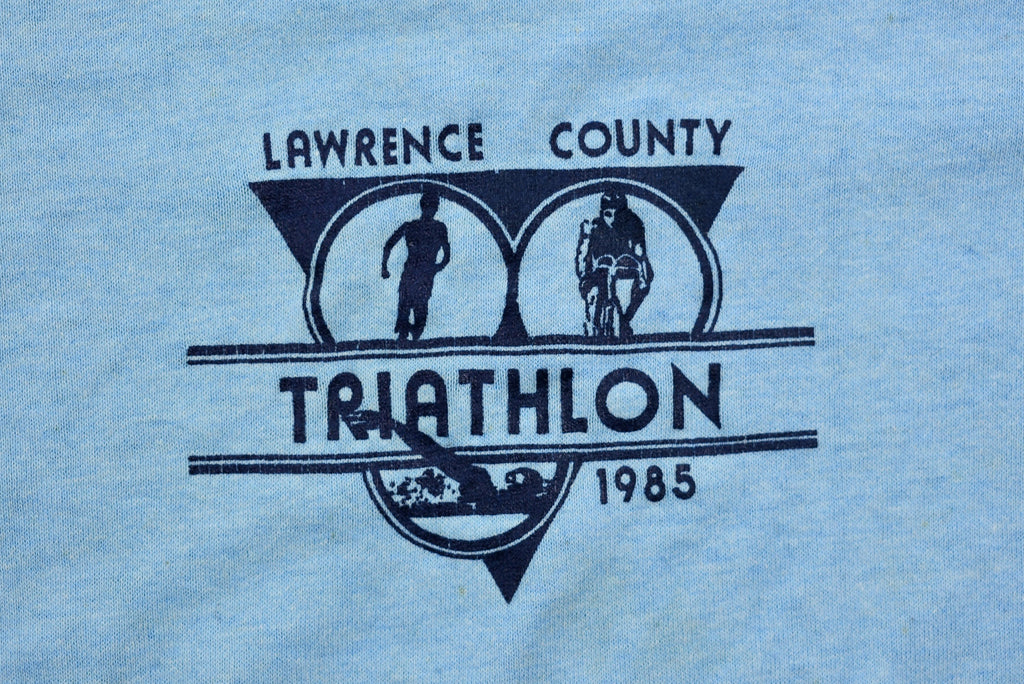 Vintage 1985 Laurence County Triathlon Distressed Long-Sleeve T-Shirt
