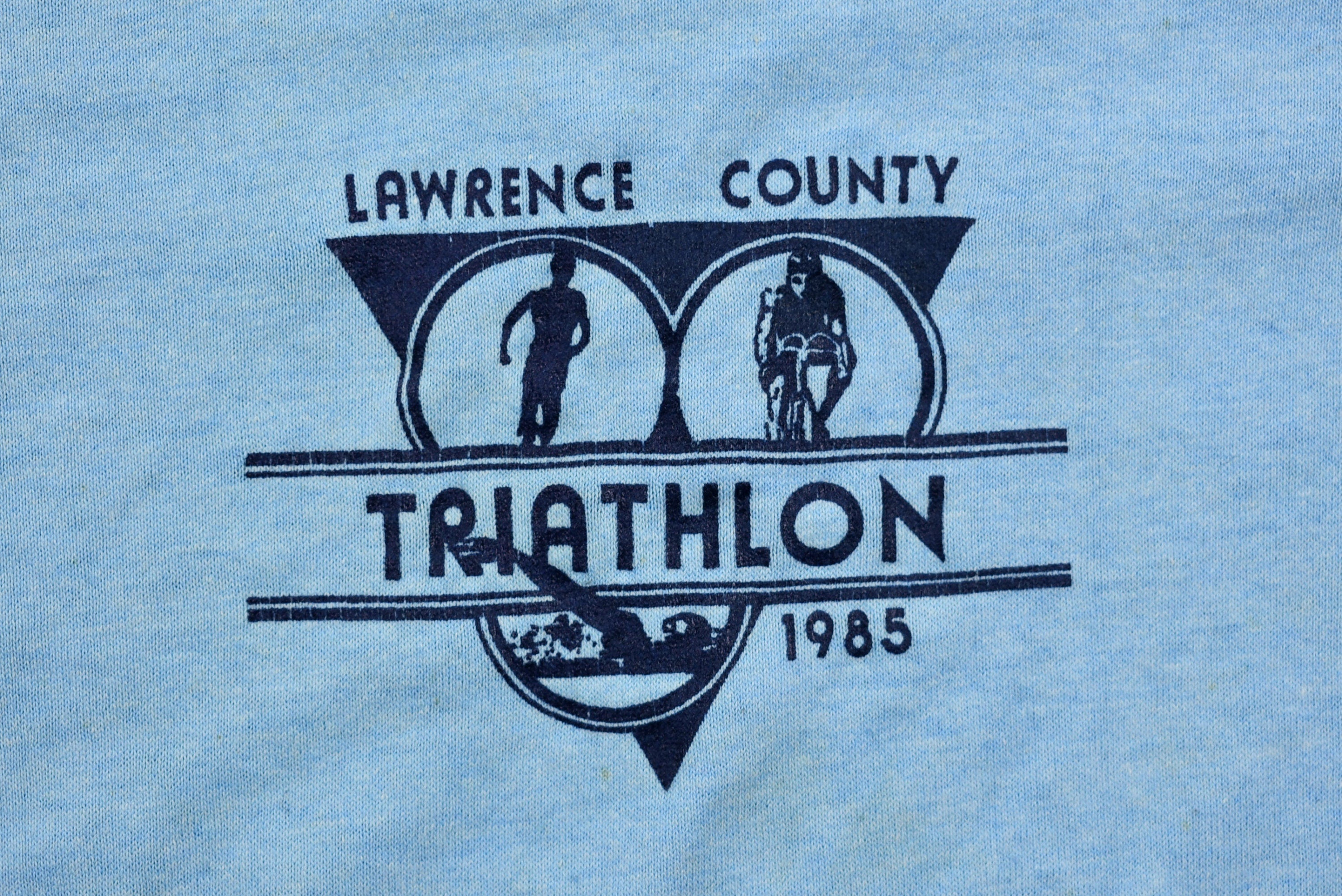 Vintage 1985 Laurence County Triathlon Distressed Long-Sleeve T-Shirt
