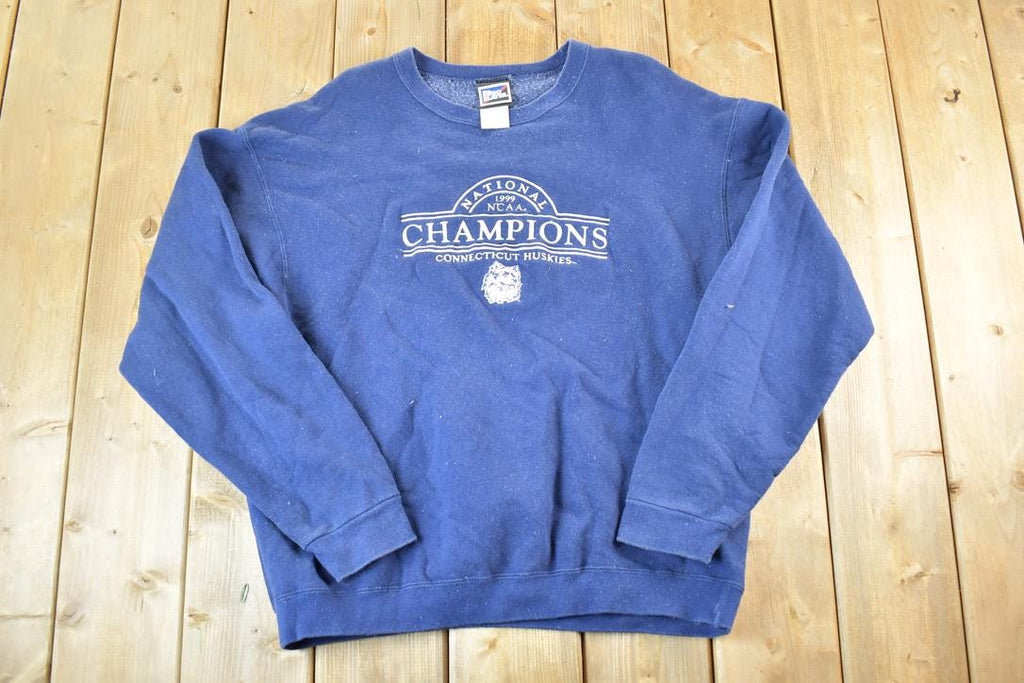 Vintage 1999 Pro Player Connecticut Huskies National Champions University Crewneck Mens L