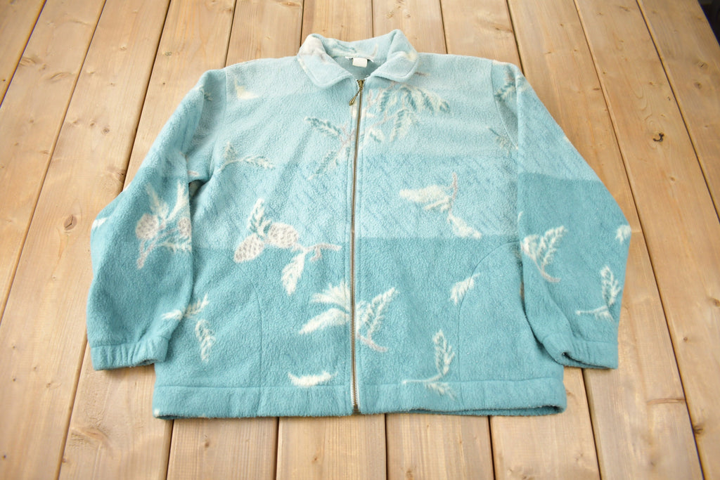 Vintage 1990s Teddi All Over Print Women's Zip Up Fleece Sweater