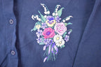Vintage 1990s Morning Sun Cute Floral Design Double Collar Button Up Crewneck Sweater