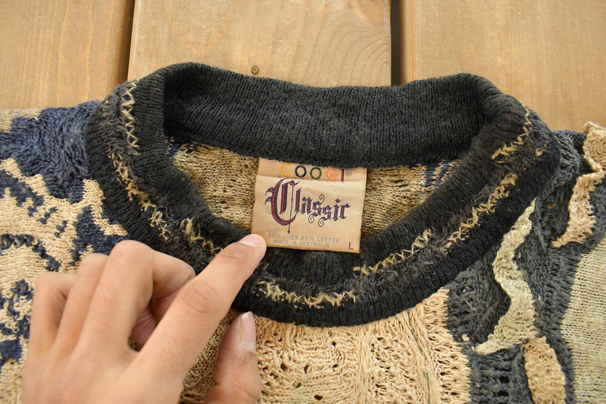 Vintage 1990s Coogi Classic 3D Knit Abstract Crewneck Sweater Men's Large