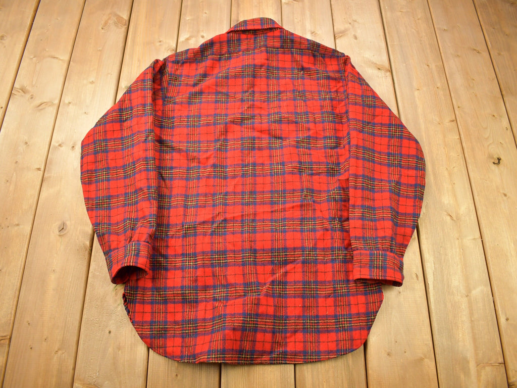 Vintage Country Traditionals By Pendleton Red Leslie Tartan Plaid Button Up Shirt