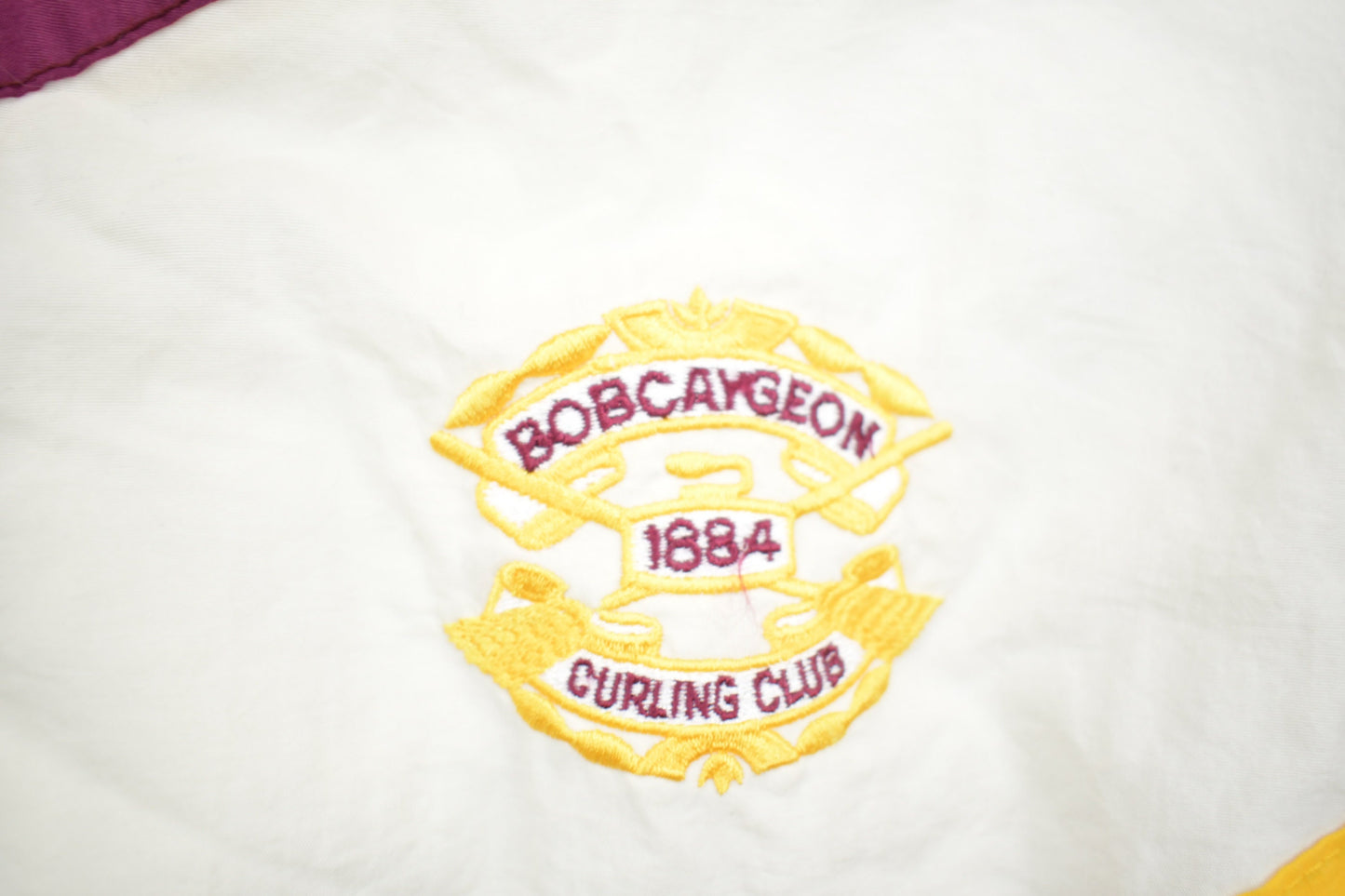 Vintage 1980s Bobcaygeon Curling Club / 80s Light Jacket / Canadian Vintage / Embroidered / Ontario Vintage / Bobcaygeon Jacket / Full Zip