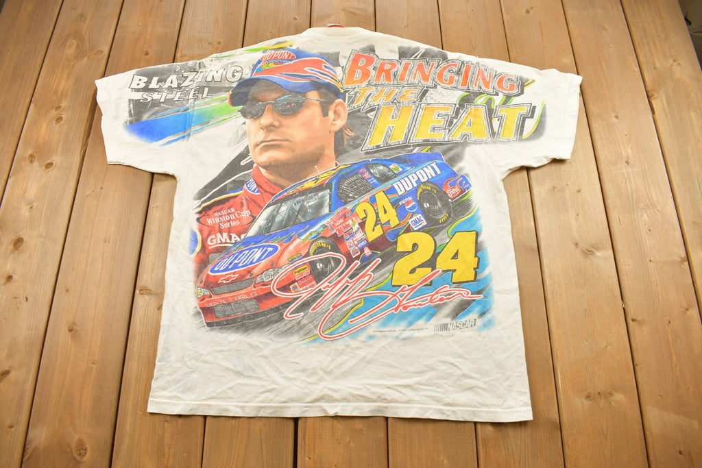 Vintage 2001 Jeff Gordon Blazing Steel All Over Print NASCAR Racing T-Shirt /