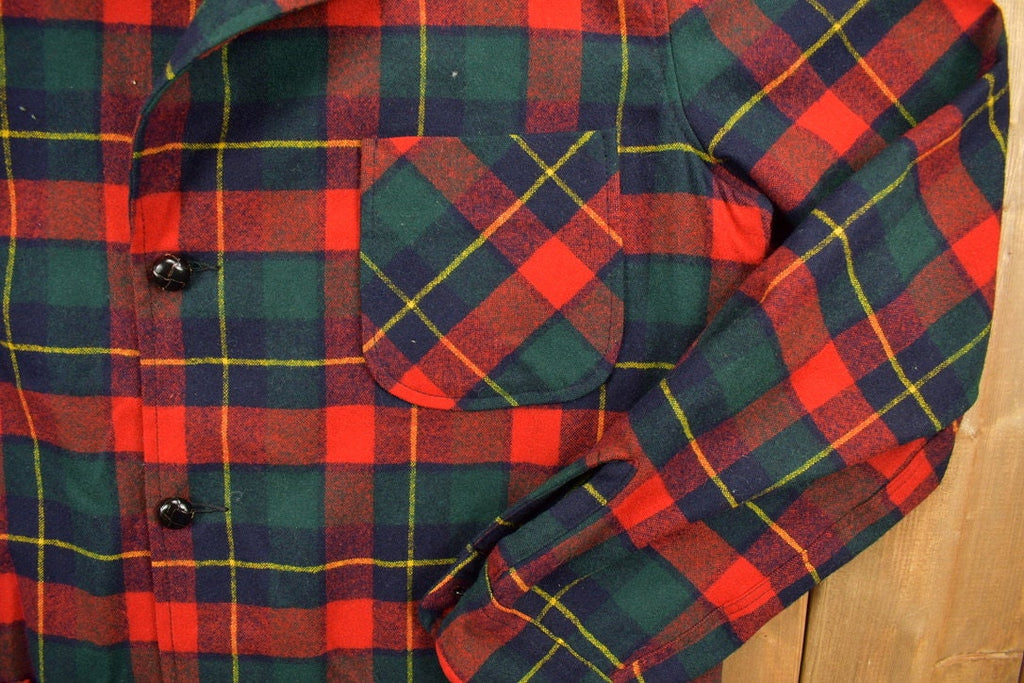 Vintage 1970s Pendleton Plaid Button Blazer Shirt