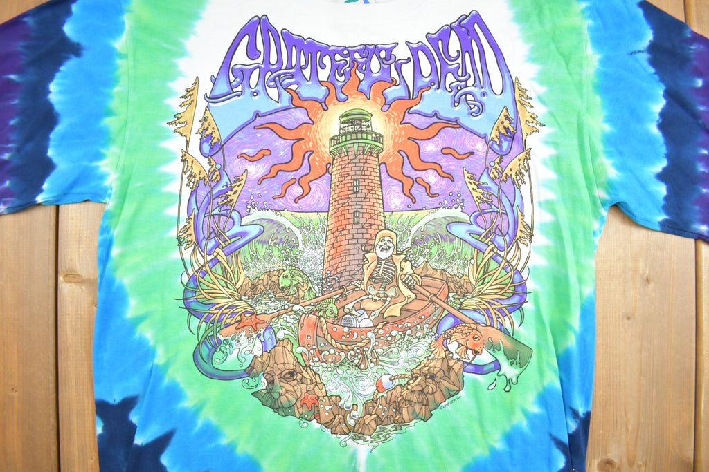 Vintage 2000 Grateful Dead Lighthouse Tie Dye Liquid Blue Band T Shirt