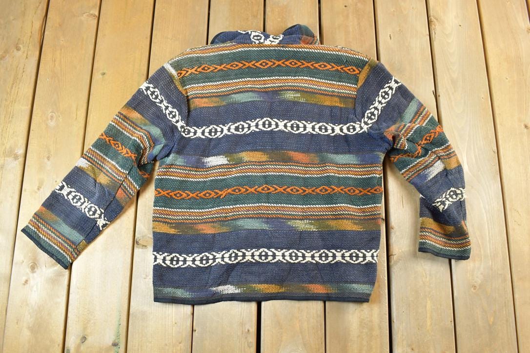 Vintage 1990s Two Twenty Light Abstract Knit Button Up Jacket