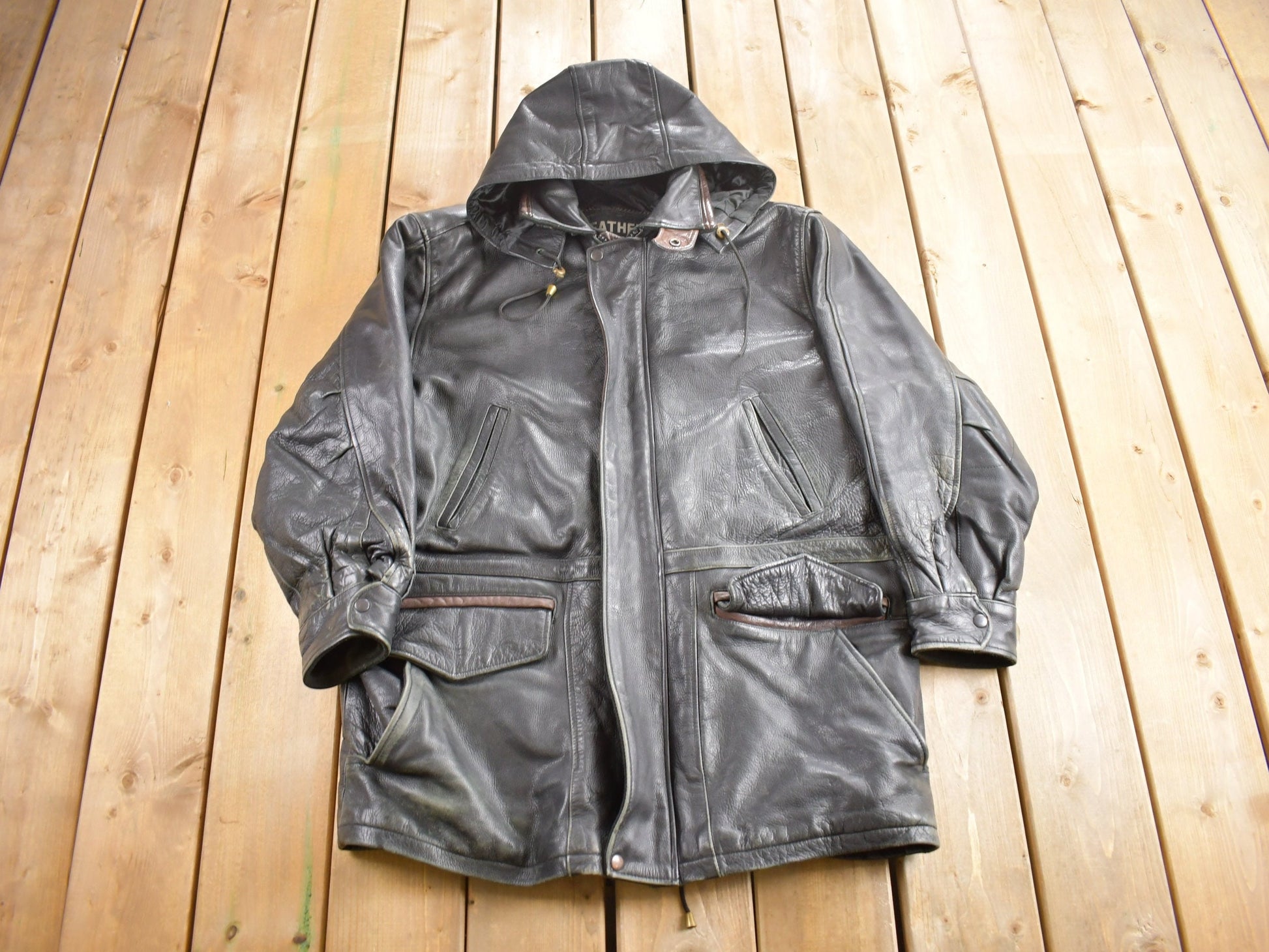 Vintage 1990s Leather Limited Heavy Weight Leather Jacket / Leather Coat / Thinsulate / Size M / Heavy Duty