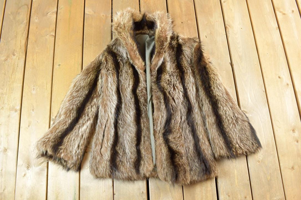 Vintage 1970s Full Length Racoon Fur Coat Made In USA