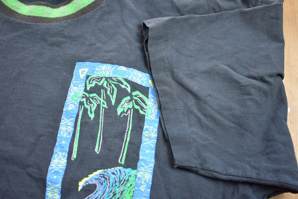 Vintage 1990s Hilton Head Island Wave And Palm Trees Souvenir T Shirt