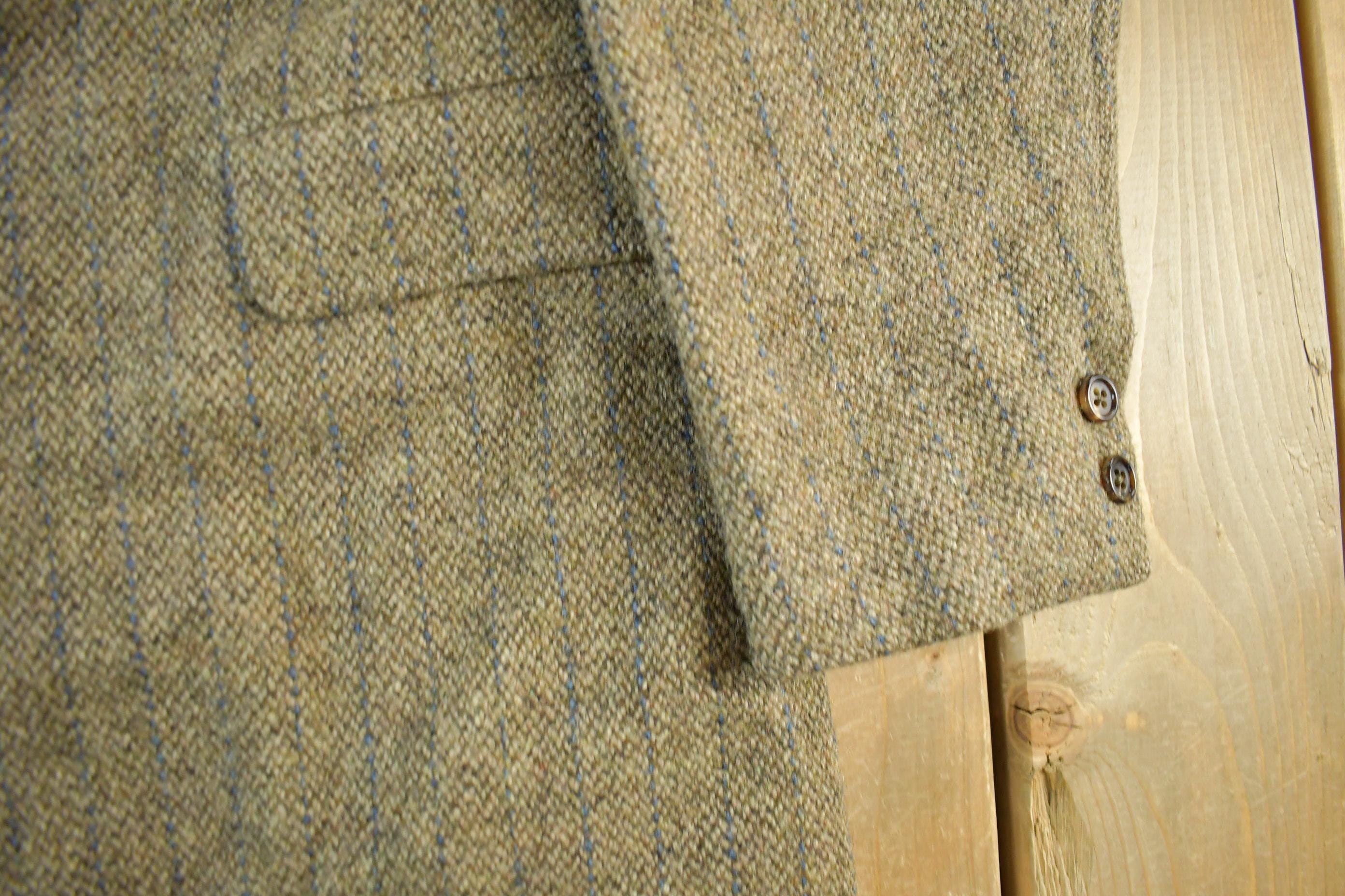 Vintage 1960s Harris Tweed Hand Woven Wool Two Button Blazer Jacket Men's Medium