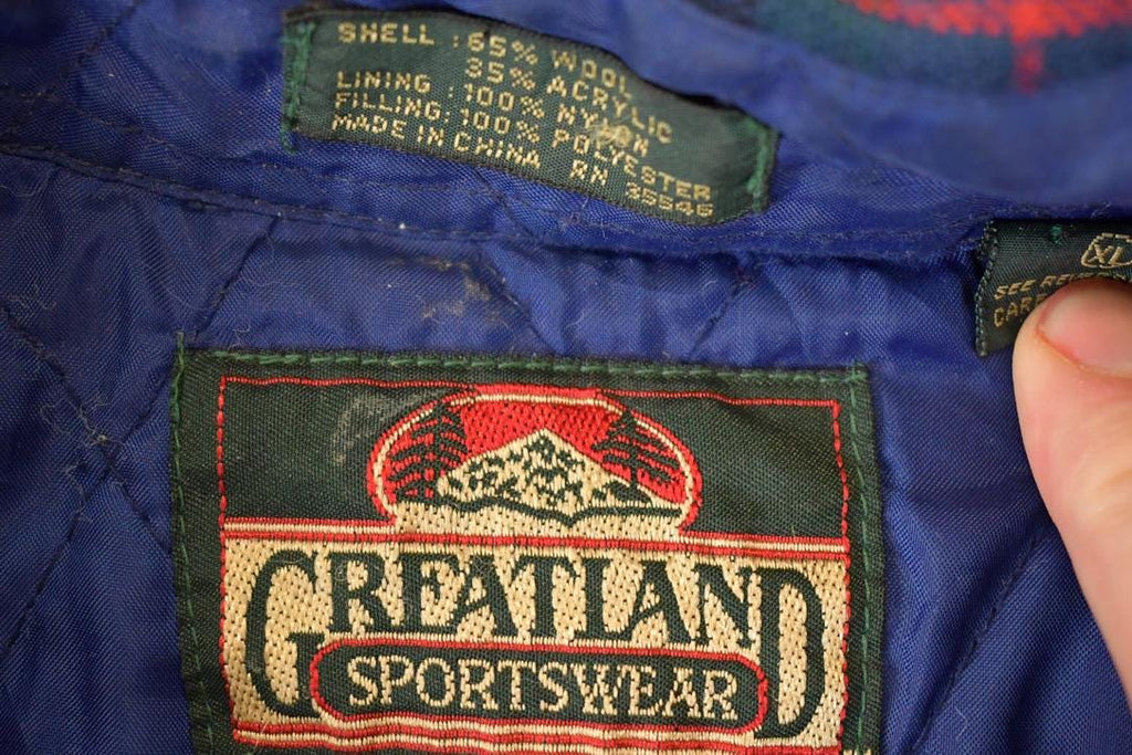 Vintage 1990s Greatland Sportswear Plaid LinedButton Up Sweater Men's L