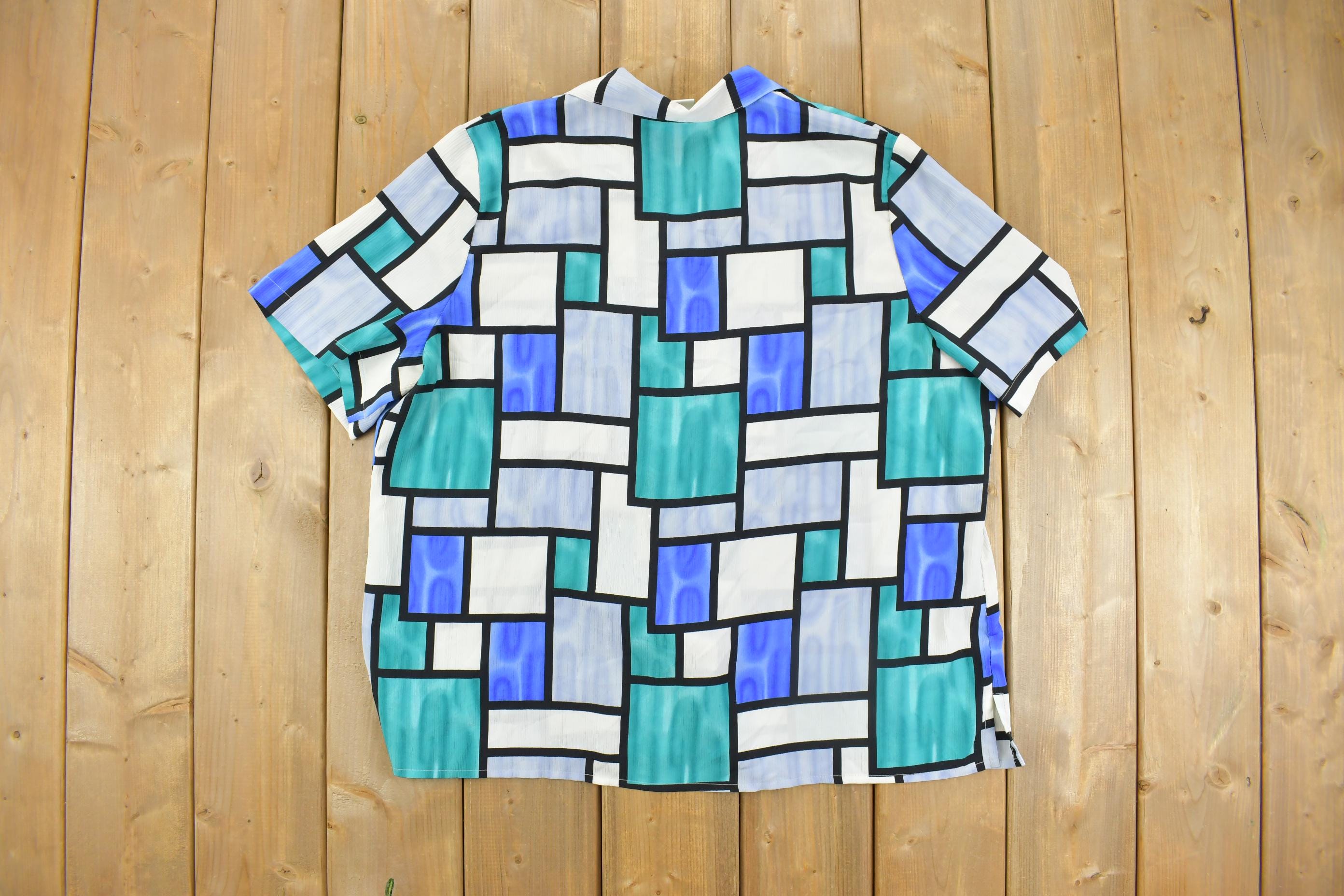 Vintage 1990s Allison Daley Women's Geometric Button Up Shirt