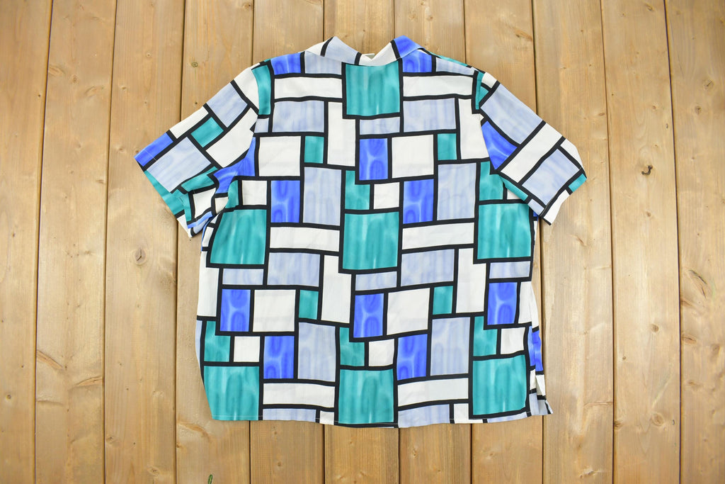 Vintage 1990s Allison Daley Women's Geometric Button Up Shirt