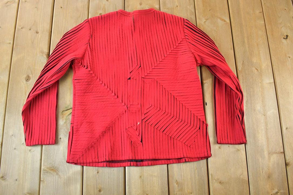 Vintage 1990s Red Abstract Pattern Fancy Crewneck Sweater