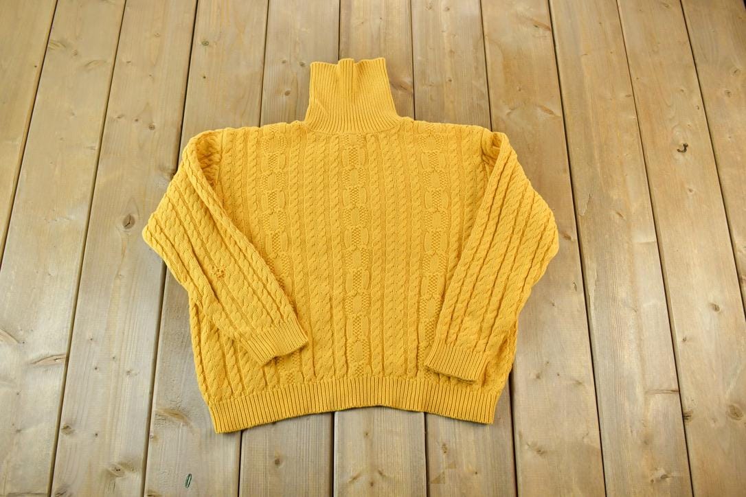 Vintage 1990s Wainscot Cable Knit Turtleneck Sweater