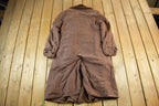Vintage 1940s U.S. Military Mackinaw WW2 Double Breasted Shearling Long Coat Men's Large