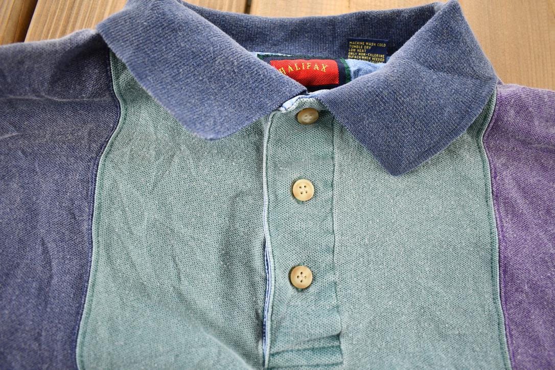 Vintage 1990s Halifax Three Tone Color Block Polo Shirt