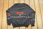 Vintage 1990s Wolf Nature All Over Print Double Collar Crewneck Sweatshirt Men's Small