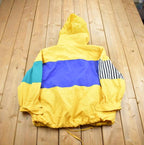 Vintage 1990s Mulberry Street Yellow Patchwork Sport Rain Jacket