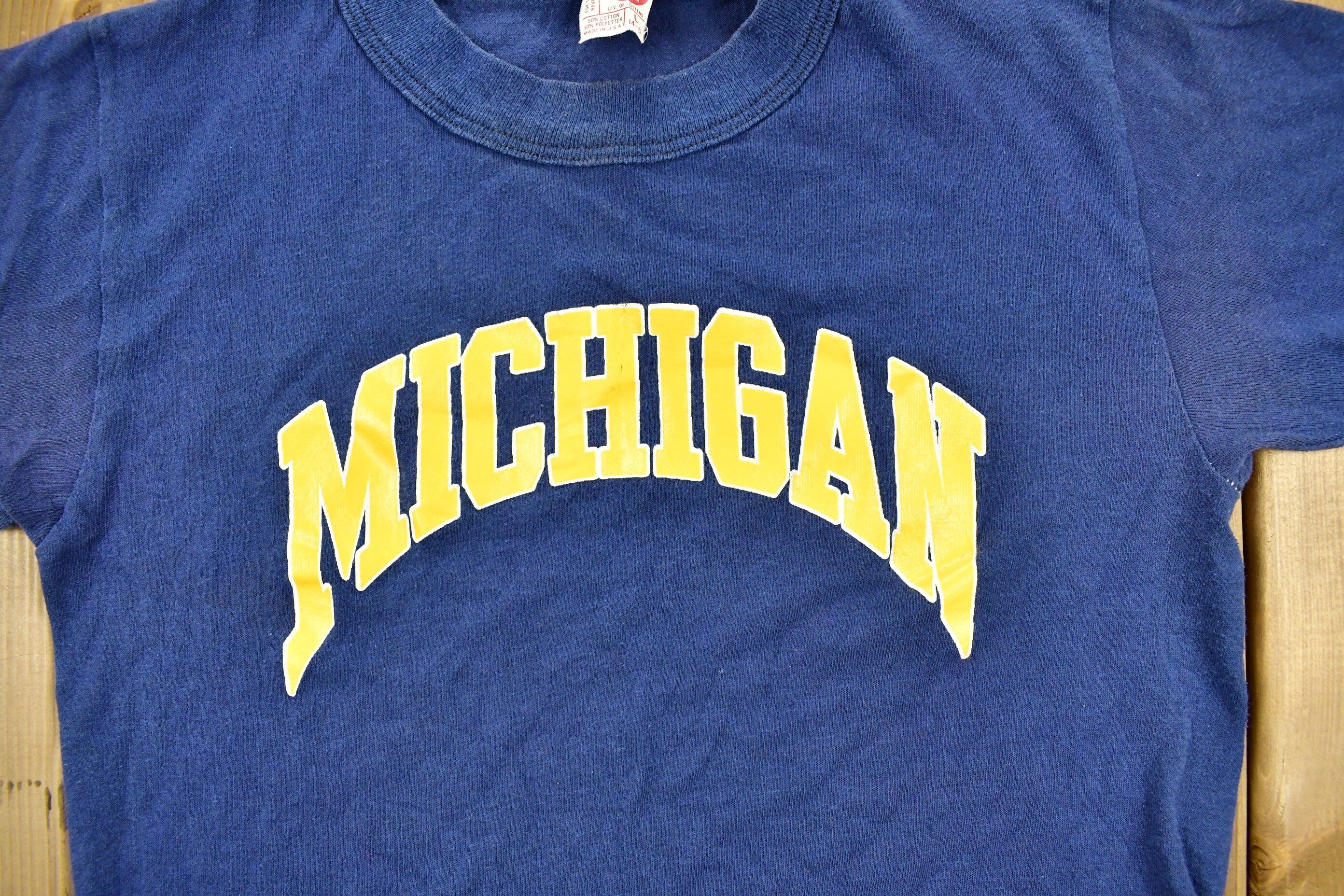 Vintage 1970s University of Michigan State Youth Size Collegiate T-Shirt