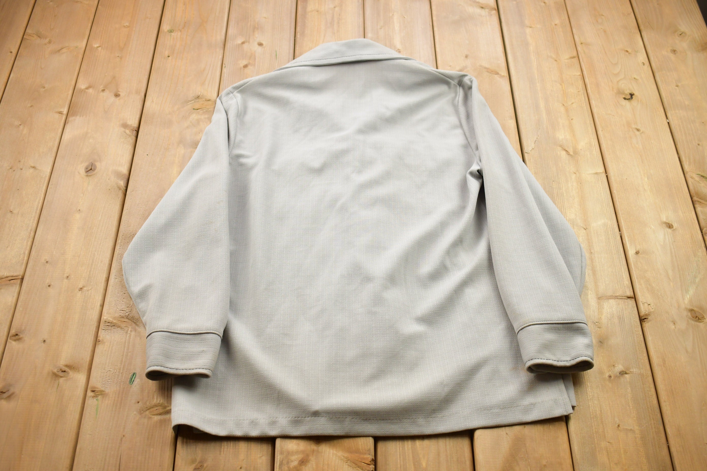 Vintage 1970s Blank Grey Button Up Shirt  1970s Button Up  Vintage Flannel  Basic Button Up  Vintage Button Up  70s Shirt