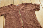 1990s Geeta Button Up Rayon Blouse Shirt Womens M /
