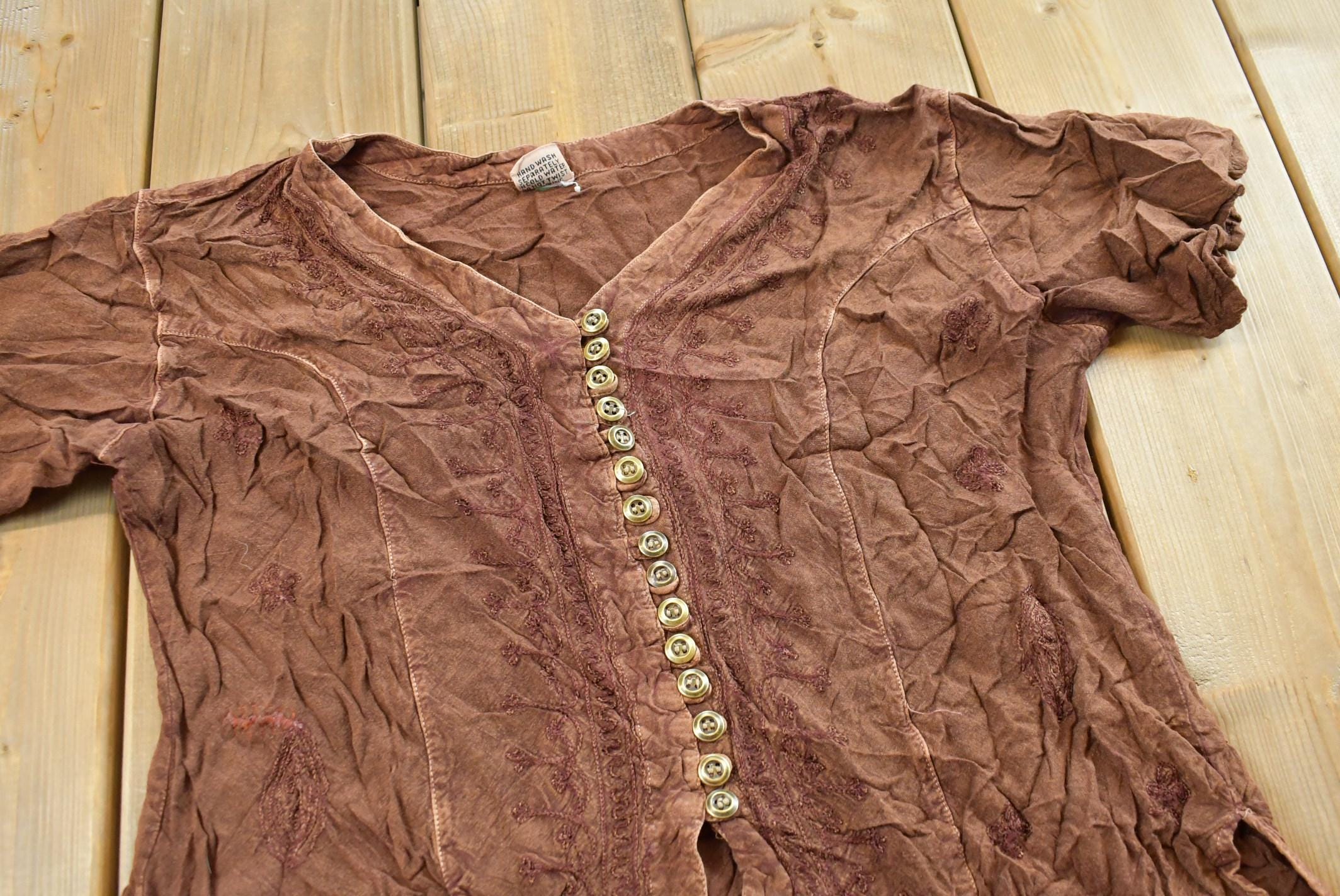 1990s Geeta Button Up Rayon Blouse Shirt Womens M /