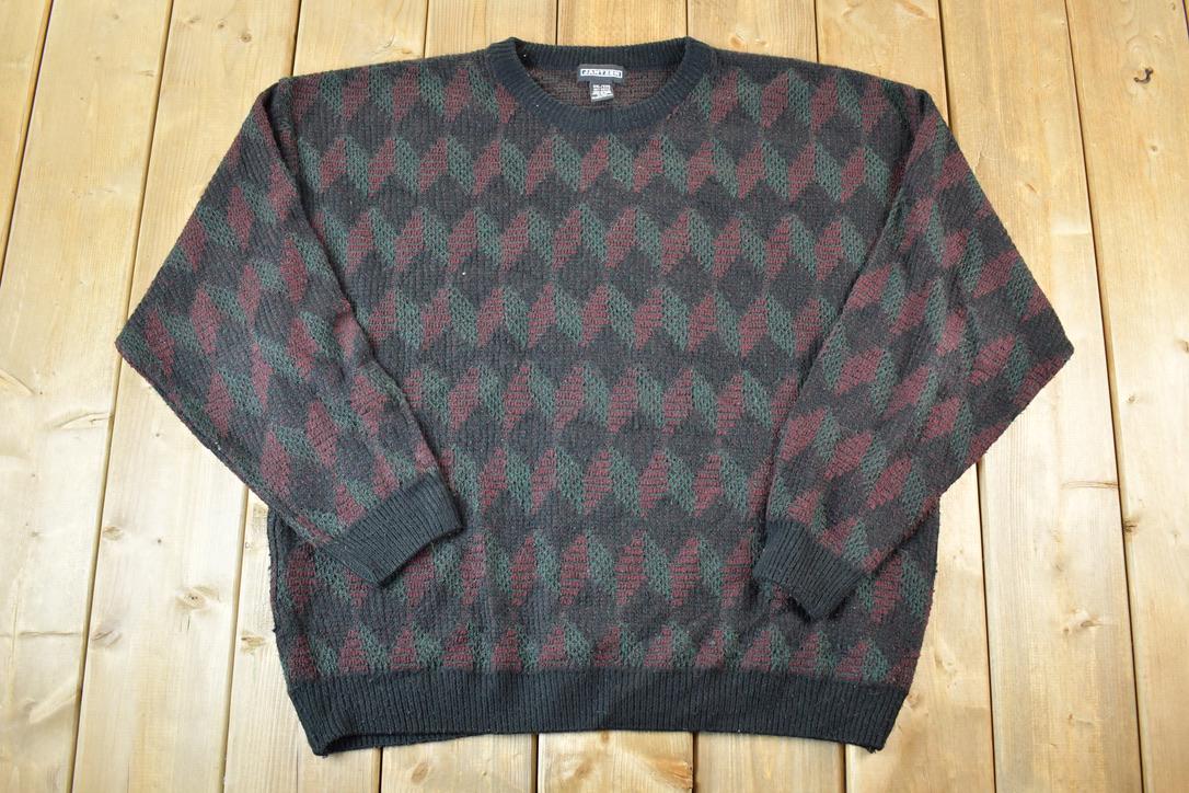 Vintage 1990s Jantzen Knit Abstract Pattern Crewneck Sweater Mens XXL