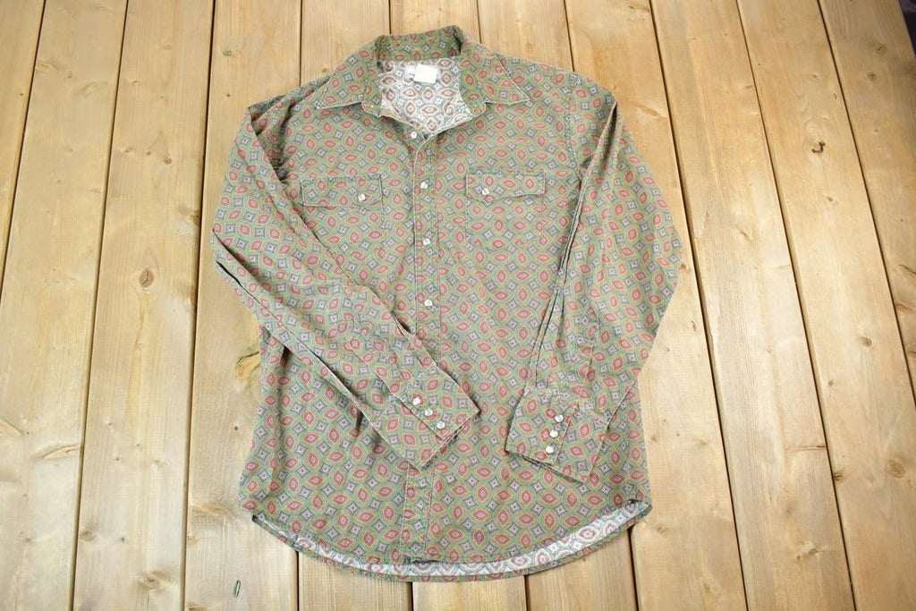Vintage 1990s Wrangler Wrancher Button Up Western Style Cowboy Shirt